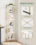 Industrial 6-Tier Bookshelf with Hooks - White/Gold