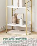 Industrial 6-Tier Bookshelf with Hooks - White/Gold