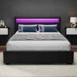 Modern Double Bed Frame with RGB LED Headboard