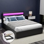 Modern Double Bed Frame with RGB LED Headboard