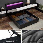 Modern Double Bed Frame with RGB LED Headboard