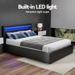 Modern Double Bed Frame with RGB LED Headboard