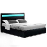 Modern Double Bed Frame with RGB LED Headboard
