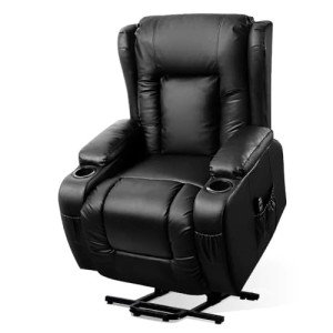 Black Leather Massage Recliner Lounge Chair