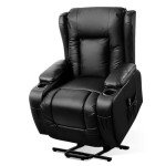 Black Leather Massage Recliner Lounge Chair