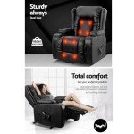 Black Leather Massage Recliner Lounge Chair