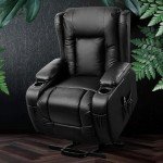 Black Leather Massage Recliner Lounge Chair