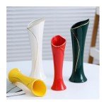 Dark Green Ceramic Vase with Gold Trim - 7