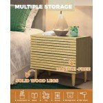 Natural Wood Nightstand with 2 Drawers