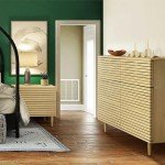 Natural Wood Nightstand with 2 Drawers