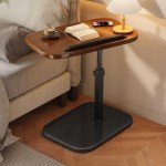 Adjustable C-Shaped Swivel End Table for Small Spaces