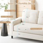 Beige Linen 2-Seater Love Seat Sofa