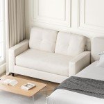 Beige Linen 2-Seater Love Seat Sofa