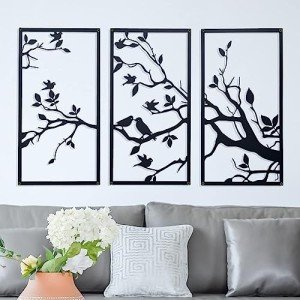 Birds on Branch Metal Wall Art Decor – 3 Pieces