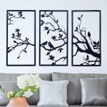 Birds on Branch Metal Wall Art Decor – 3 Pieces