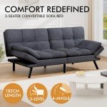 Alfordson Dark Grey Convertible Sofa Bed 3-Seater