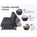 Alfordson Dark Grey Convertible Sofa Bed 3-Seater