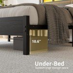 Queen Size Bed Frame with LED Lights and Storage