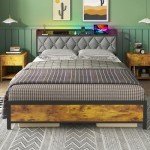 Industrial Queen Bed Frame with Storage & USB Ports