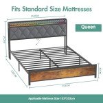 Industrial Queen Bed Frame with Storage & USB Ports