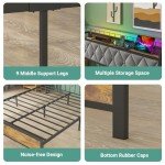 Industrial Queen Bed Frame with Storage & USB Ports