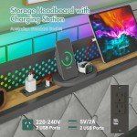 Industrial Queen Bed Frame with Storage & USB Ports