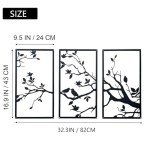 Birds on Branch Metal Wall Art Decor – 3 Pieces
