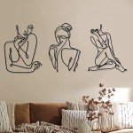 3-Piece Minimalist Metal Woman Wall Art Set