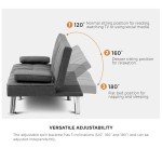 Grey 3-Seater Convertible Sofa Bed with Cup Holder