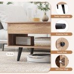 Lift-Top Coffee Table with Hidden Storage and Shelf