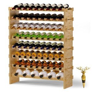 Bamboo 8-Tier Freestanding Wine Rack and Organizer