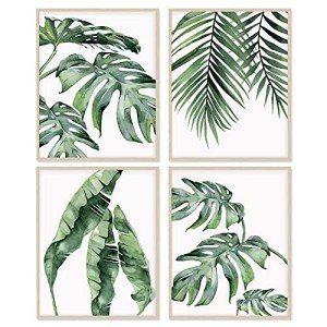 Set of 4 Botanical Leaf Posters for Home Decor