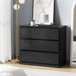 Black Bedroom Dresser with Drawers by Oikiture