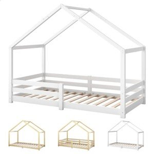 Alfordson Kids Wooden House Bed Frame, White