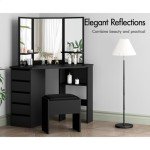 Alfordson Black Corner Makeup Vanity Desk Set
