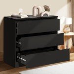 Black Bedroom Dresser with Drawers by Oikiture
