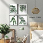 Set of 4 Botanical Leaf Posters for Home Decor
