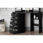Alfordson Black Corner Makeup Vanity Desk Set