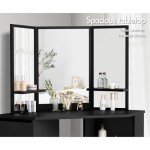 Alfordson Black Corner Makeup Vanity Desk Set