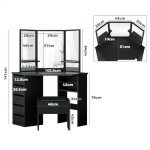 Alfordson Black Corner Makeup Vanity Desk Set