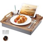 Wooden Lap Desk with Cushion for Easy Dining
