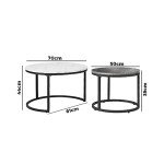 Round Marble Coffee Table Set of 2 White/Grey