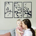 Birds on Branch Metal Wall Art Decor – 3 Pieces