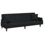 Black Velvet Adjustable Sofa Bed Chaise Lounge