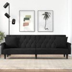 Black Velvet Adjustable Sofa Bed Chaise Lounge