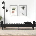 Black Velvet Adjustable Sofa Bed Chaise Lounge