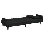 Black Velvet Adjustable Sofa Bed Chaise Lounge