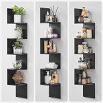 VASAGLE 5-Tier Zigzag Corner Wall Shelf - Black