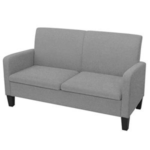 Light Grey Fabric Upholstered 2-Seater Sofa