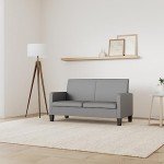 Light Grey Fabric Upholstered 2-Seater Sofa